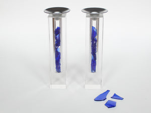 You Fill: Broken Glass Shabbat Candlesticks with your Broken Jewish Wedding Glass