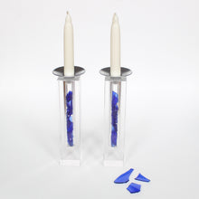 Load image into Gallery viewer, You Fill: Broken Glass Shabbat Candlesticks with your Broken Jewish Wedding Glass