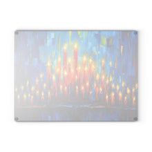 Load image into Gallery viewer, Tempered Glass Tray - perfect for your Hannukah Menorah drip tray or as a Challah Serving/Cutting Board, colorful candle design