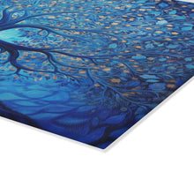 Load image into Gallery viewer, Blue Tree of Life - Etz Chaim Tempered Glass Challah Serving/Cutting Board