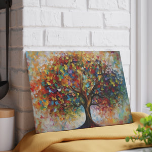 Tree of Life - Etz Chaim Tempered Glass Challah Serving/Cutting Board