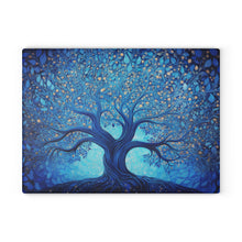 Load image into Gallery viewer, Blue Tree of Life - Etz Chaim Tempered Glass Challah Serving/Cutting Board