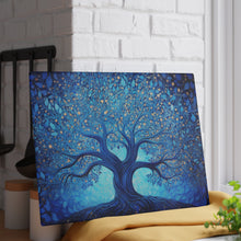 Load image into Gallery viewer, Blue Tree of Life - Etz Chaim Tempered Glass Challah Serving/Cutting Board