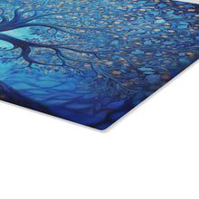 Load image into Gallery viewer, Blue Tree of Life - Etz Chaim Tempered Glass Challah Serving/Cutting Board