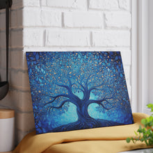 Load image into Gallery viewer, Blue Tree of Life - Etz Chaim Tempered Glass Challah Serving/Cutting Board