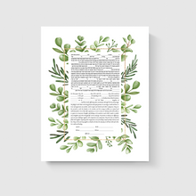 Load image into Gallery viewer, Ketubah - Green Leaves Design, Ready to ship immediately