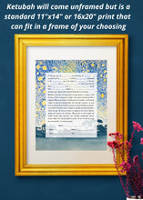 Load image into Gallery viewer, Blue Star Night Ketubah - Interfaith or Reform, English Text, Fast Shipping, Budget Friendly, for Jewish Wedding