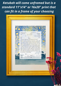 Blue Star Night Ketubah - Interfaith or Reform, English Text, Fast Shipping, Budget Friendly, for Jewish Wedding