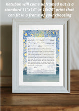 Load image into Gallery viewer, Blue Star Night Ketubah - Interfaith or Reform, English Text, Fast Shipping, Budget Friendly, for Jewish Wedding