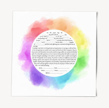 Load image into Gallery viewer, Rainbow Circle Ketubah - Fast Shipping, budget friendly, for Jewish Wedding