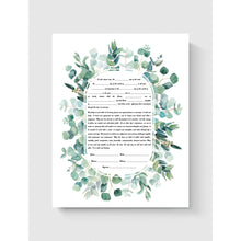 Load image into Gallery viewer, Ketubah - Eucalyptus design, multiple texts, Fast Shipping, budget friendly, for Jewish Wedding