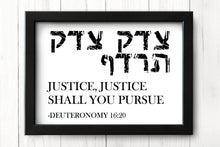 Load image into Gallery viewer, Justice Justice Shall You Pursue Attorney Hebrew Wall Print, Graffiti print, Great Lawyer or Law School Graduate Gift