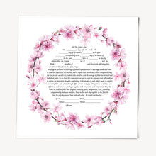 Load image into Gallery viewer, Cherry Blossom Ketubah -Multiple Text Options, Fast Shipping, budget friendly, for Jewish Wedding