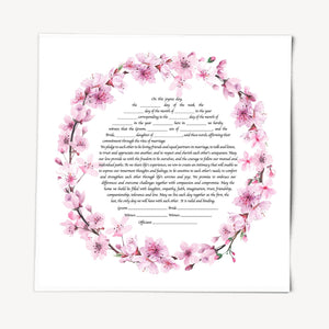 Cherry Blossom Ketubah -Multiple Text Options, Fast Shipping, budget friendly, for Jewish Wedding