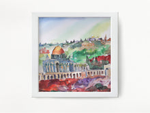 Load image into Gallery viewer, Ancient Jerusalem City Watercolor Art Print to display in your home or give as a gift