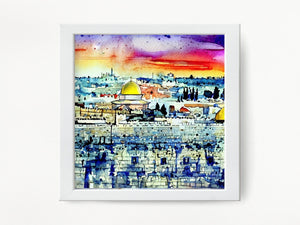 Jerusalem City Watercolor Art Print to display in your home or give as a gift