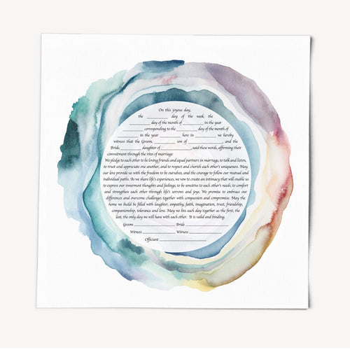 Watercolor Ketubah -Multiple Text Options, Fast Shipping, budget friendly, for Jewish Wedding
