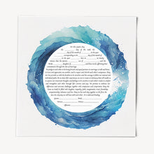 Load image into Gallery viewer, Ketubah - Blue Waves Watercolor - Fast Shipping, budget friendly, for Jewish Wedding