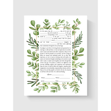 Load image into Gallery viewer, Ketubah - Green Leaves Design, Ready to ship immediately